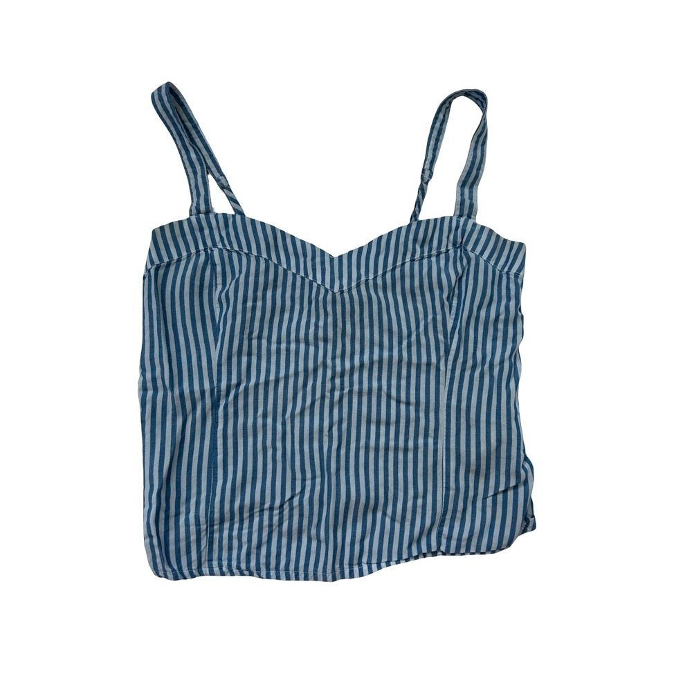 Abercrombie & Fitch Blue White Striped Cami Sweetheart Smocked Back Tank Top S